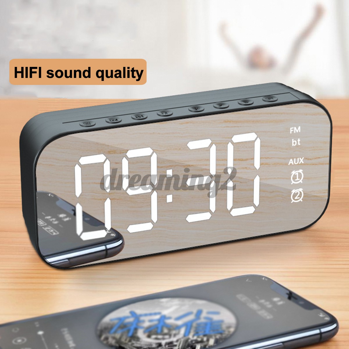 Loa Bluetooth Không Dây Tích Hợp Đồng Hồ Báo Thức Mp3 Fm Radio Dreaming2