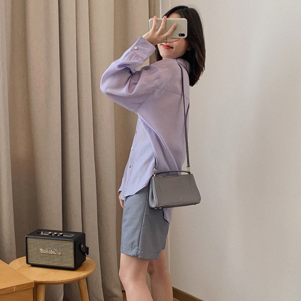 Áo Sơ Mi Tay Dài Chống Nắng Dáng Rộng Phong Cách Hàn Quốc Thời Trang Mùa Hè Cho Nữ