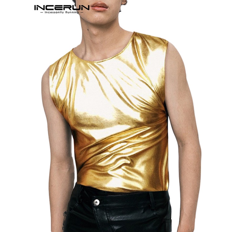 Áo thun ba lỗ INCERUN cổ tròn màu trơn thời trang cho nam