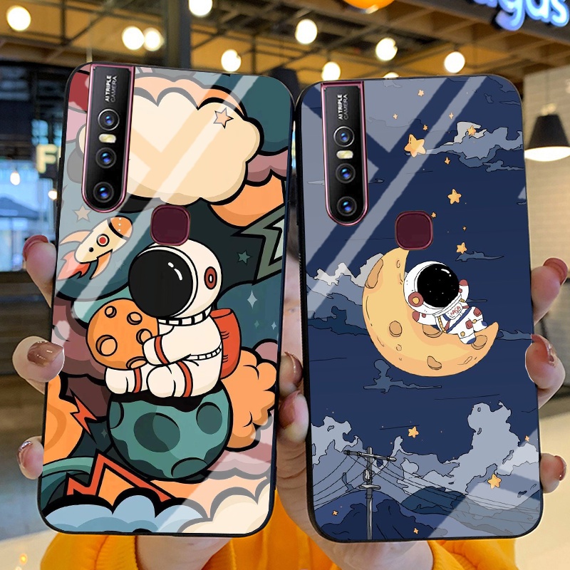 Ốp Lưng VIVO V15  Ốp kính bóng cao cấp Phi Hành Gia