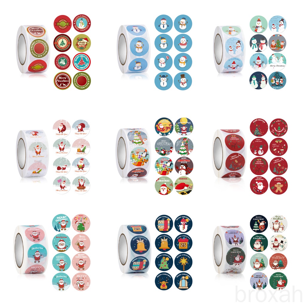 Nhãn Dán Tròn Trang Trí Sổ Lưu Niệm Phong Cách Giáng Sinh