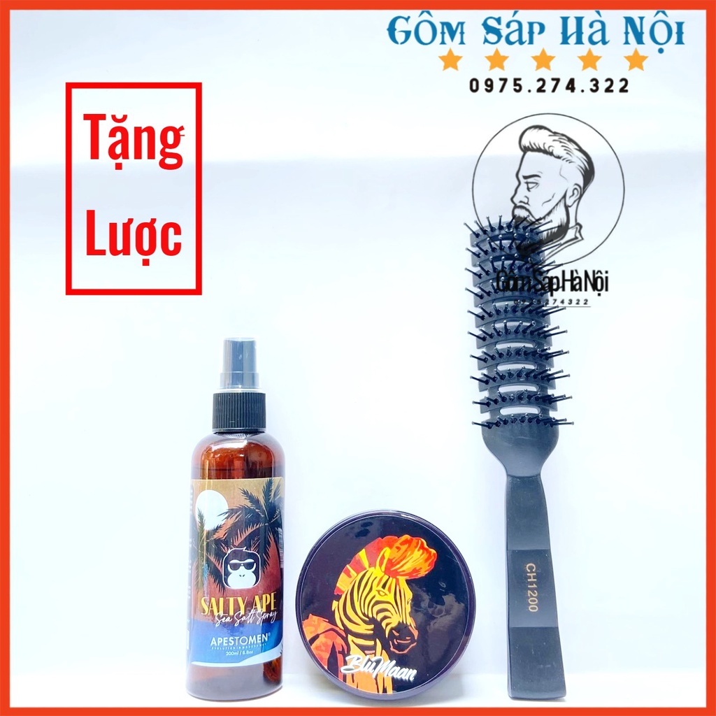 Combo Xịt tạo phồng Salty Ape Sea Salt Spray , giữ nếp tóc + Sáp Vuốt Tóc Nam BluMaan Cavalier Heavy Clay [Ngựa Vằn]