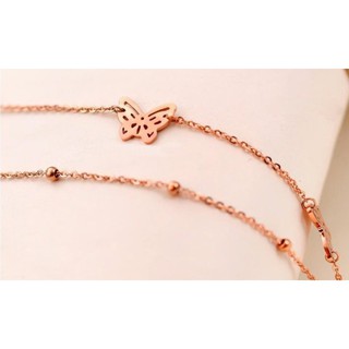 Lắc chân titan con bướm vàng 14k