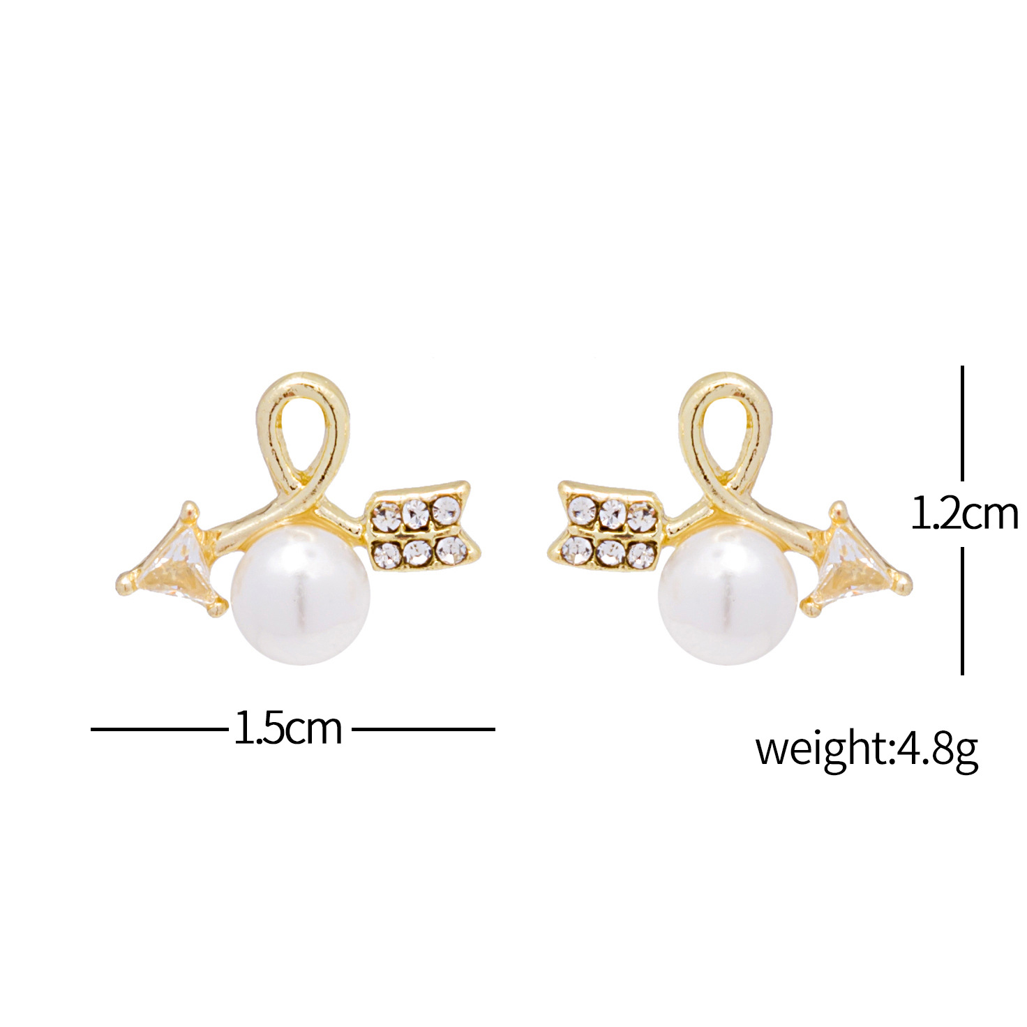 Silver Diamond Fashion Temperament Love Earrings Electrocardiogram Japan and Korea Cupid Asymmetrical Arrow Hanging Diamond Square Pearl Earrings Geometry Trend Earrings