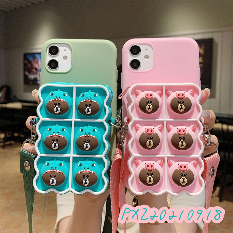 Ốp điện thoại gắn ví hoạt hình phối dây đeo thích hợp cho IPhone 13 12 11 pro pmax 13 12 mini X XS XR XSMAX 5 5S 6 7 8+