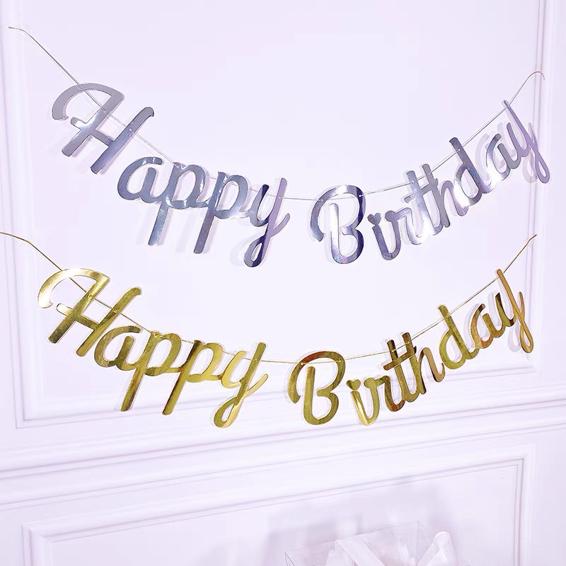 Dây chữ HPBD ép kim phản quang mừng sinh nhật chữ kiểu