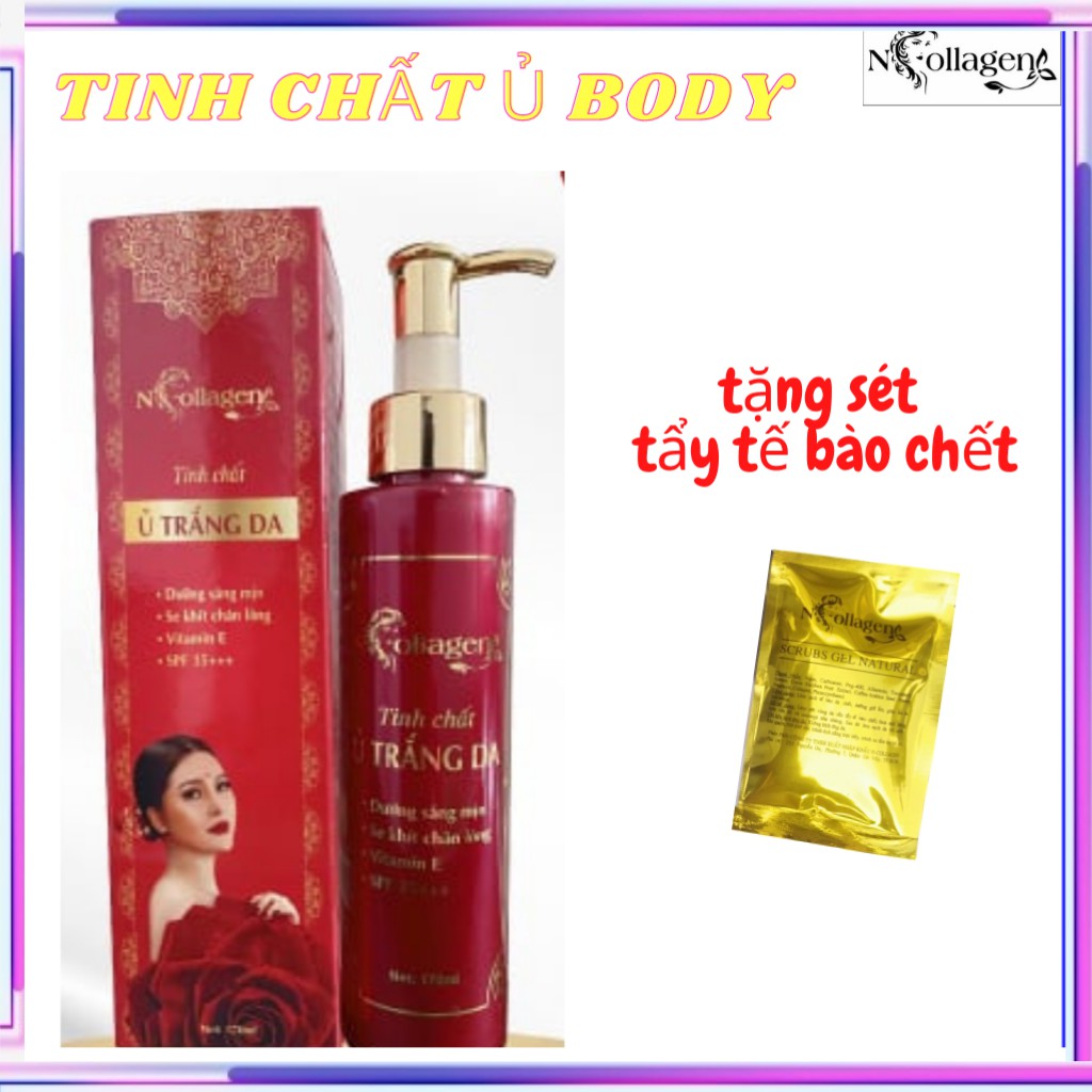 TINH CHẤT Ủ TRẮNG BODY N.COLLAGEN (Giúp kích thích trắng nhanh làn da s.ạ.m đen da mau hấp thụ kem QUA ĐÊM). Khối lượng