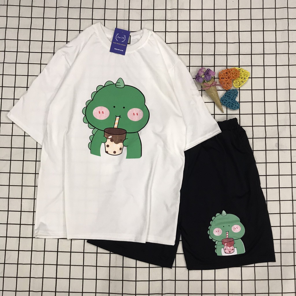 Đồ Bộ Hoạt Hình Unisex KHỦNG LONG TRÀ SỮA – Lapi VN, Set Cartoon, Freesize, Thun Cotton, Nam Nữ Đều Mặc Được | BigBuy360 - bigbuy360.vn