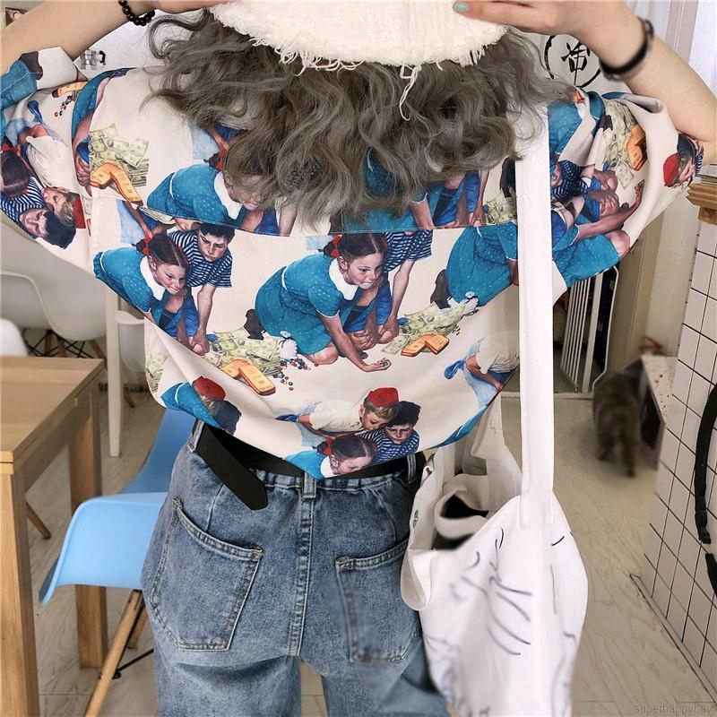 Áo Sơ Mi Tay Ngắn Dáng Rộng Phong Cách Retro Cho Nữ | BigBuy360 - bigbuy360.vn