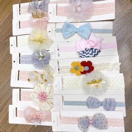 Băng đô turban cài tóc đính nơ nhiều mẫu xinh xắn cho bé gái sơ sinh 0-2 tuổi Chicbaby