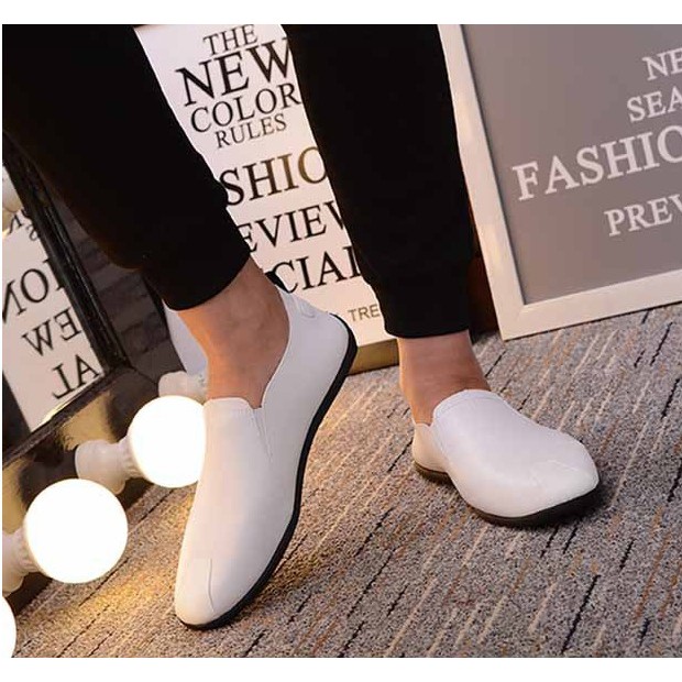 Giày nam slip on chỉ giữa mũi tháp da SM052