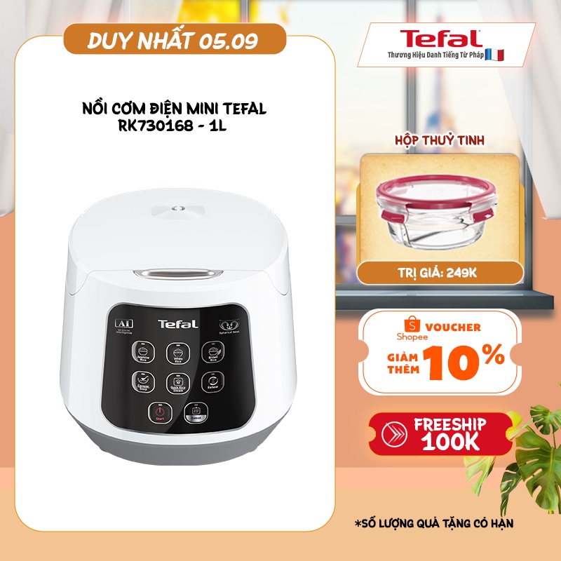Nồi cơm điện mini Tefal 1L - TH Pháp - 8 chương trình nấu - RK730168 - BH 2 năm