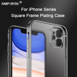Ốp điện thoại silicone TPU mềm nhám khung vuông siêu mỏng mạ chống vân tay thích hợp cho Iphone 13 12 mini promax