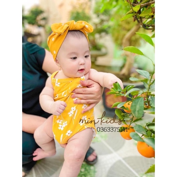 Bodysuit 2 dây vải cotton cho bé gái