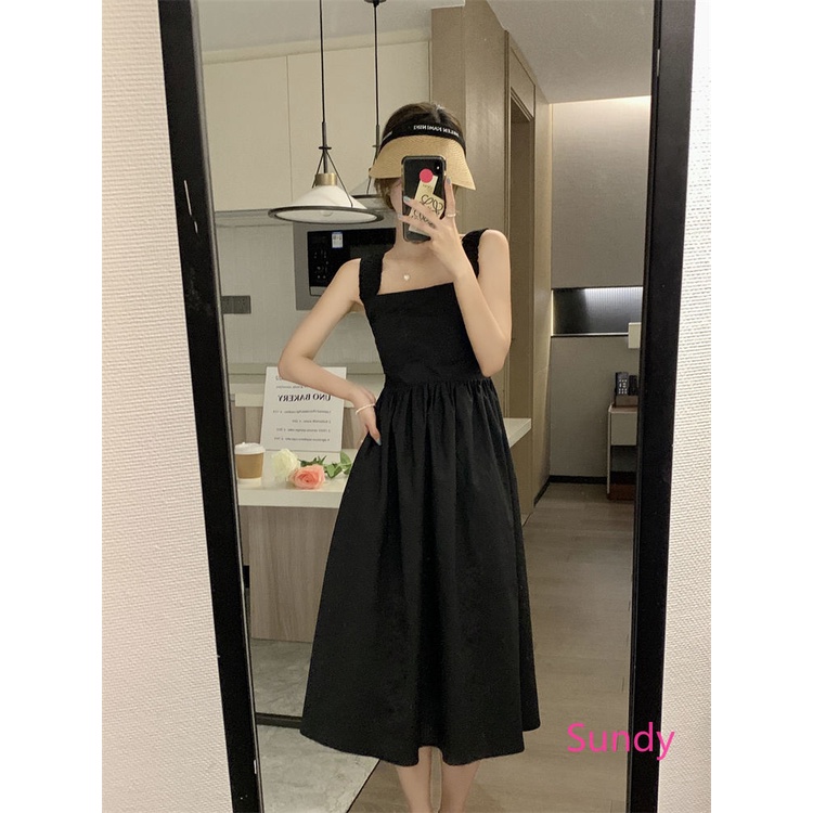 Đầm Hai Dây Màu Trơn Thời Trang Mùa Hè Cho Nữ