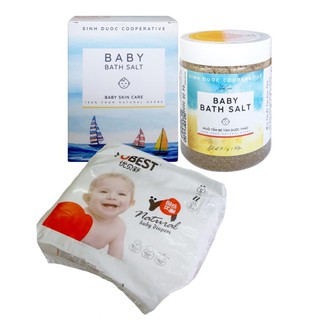 [Nhập VUONMTB20 giảm 20k] Muối tắm bé Tâm Dược Thảo 400g tặng 1 bịch bỉm nội địa YUBEST (size S 22 cái, size M 18 cái)