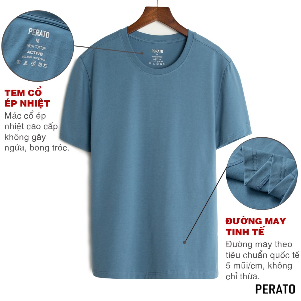Áo Thun Nam Tay Ngắn PERATO (6 Màu), Chất Liệu Cotton Siêu Mềm Mại, Thấm Hút Tốt, Co Giãn Thoải Mái (TSOP21004) | BigBuy360 - bigbuy360.vn