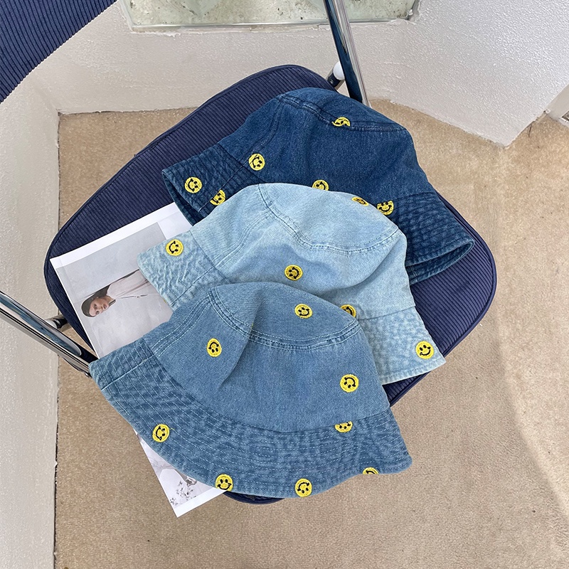 Nón Tai Bèo Denim In Hình Mặt Cười Dễ Thương Cho Nữ