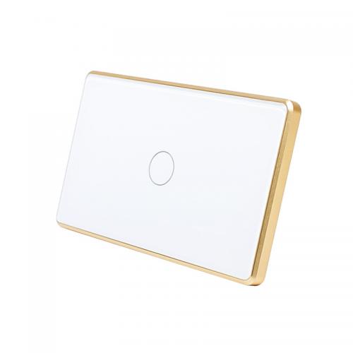 Công tắc thông minh cao cấp Tuya Smart Life - 1 Nút - kết nối Wifi - Cần dây N - Trắng Viền Vàng
