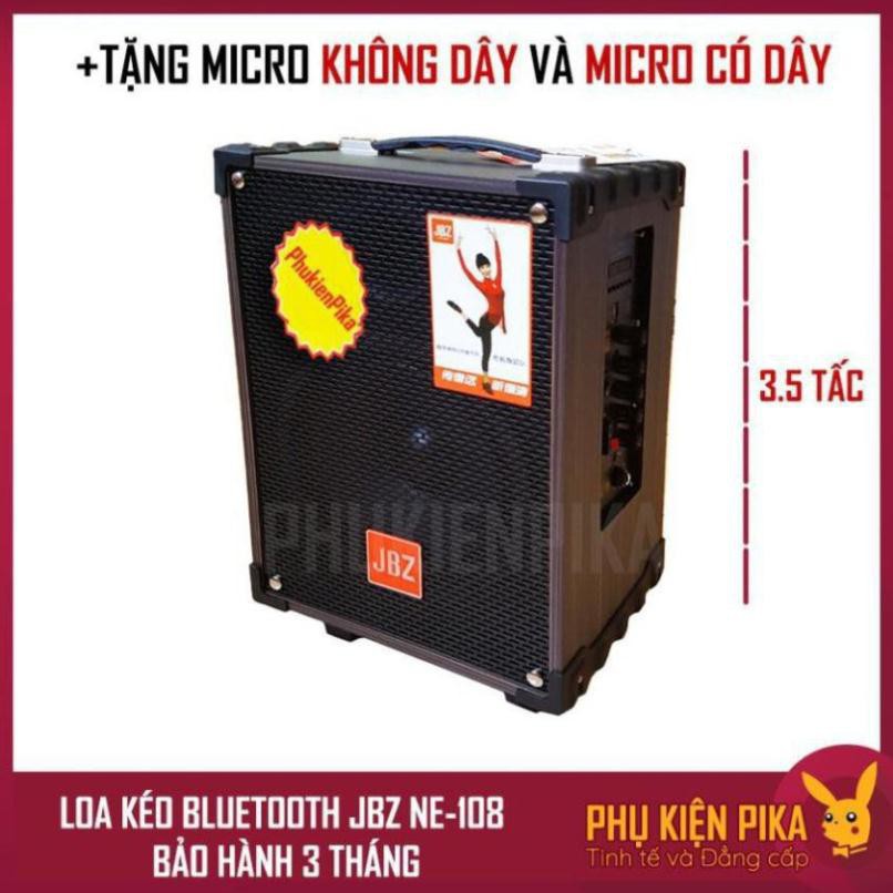 Loa Kéo Karaoke JBZ NE108 Ốp gỗ có quai Vali tặng kèm micro không dây - BH 3 tháng