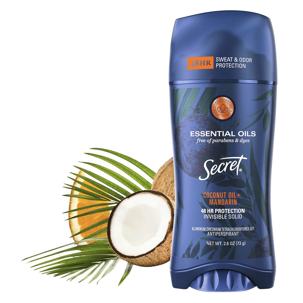Lăn sáp khử mùi nữ cao cấp Secret Antiperspirant Deodorant for Women Coconut Oil &amp; Mandarin 76g (Mỹ)
