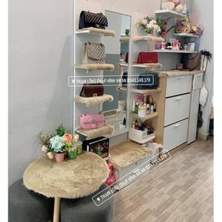 Thảm lông màu kem sữa dày