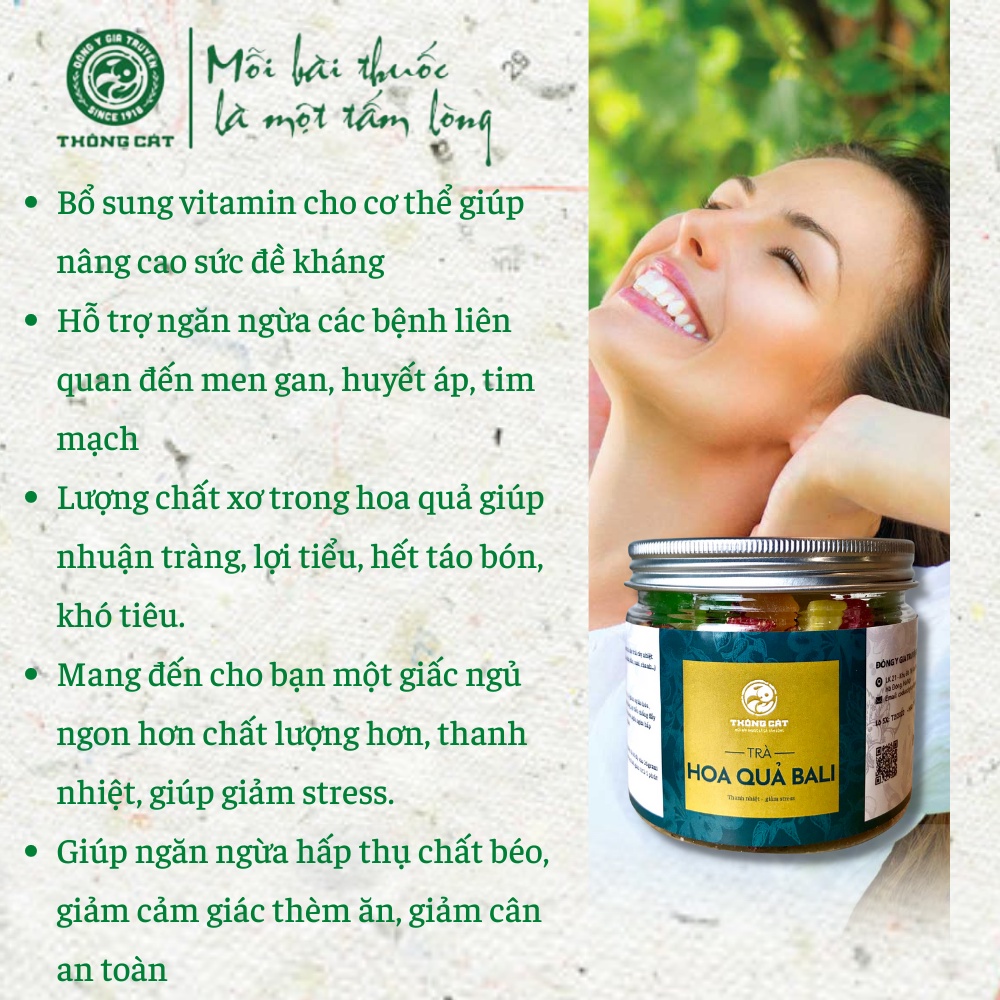 Trà hoa quả Bali THÔNG CÁT 1918 Trà hoa quả thơm ngon, thanh nhiệt giải độc, bổ sung vitamin A, B1, C, D, tăng đề kháng