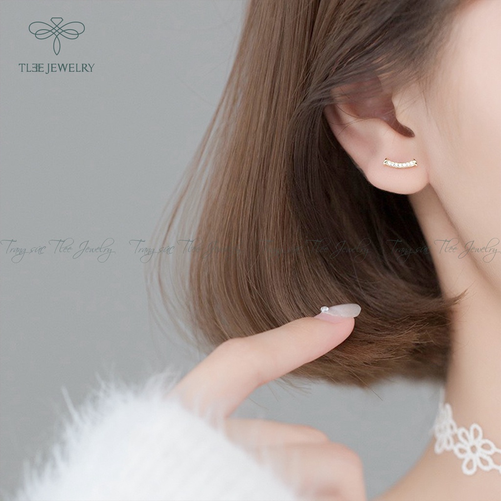 Khuyên tai bạc nữ TLEE smile nạm đá cao cấp NCJ B0162
