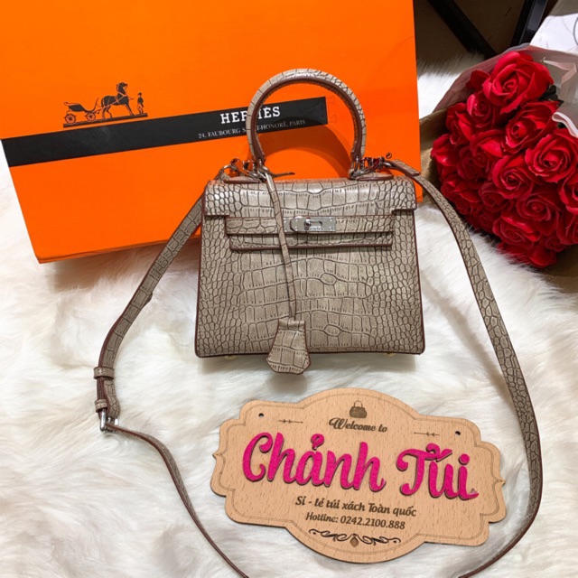 Túi H.M kelly rắn sz20 (Ghi đá)