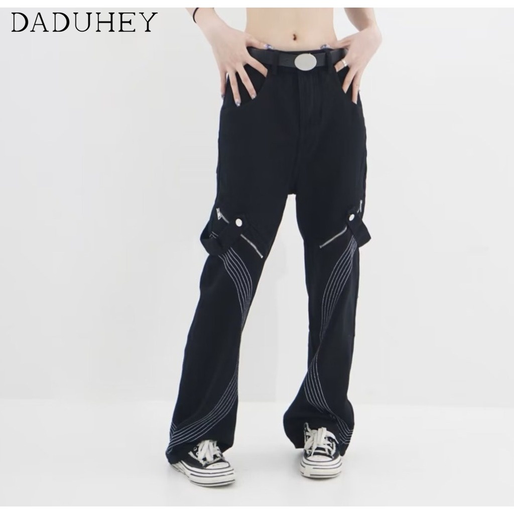 DaDuHey European and American High Street Straight Slightly Flared Jeans Men's Fashion Brand Hip Hop Hiphop Handsome Overalls