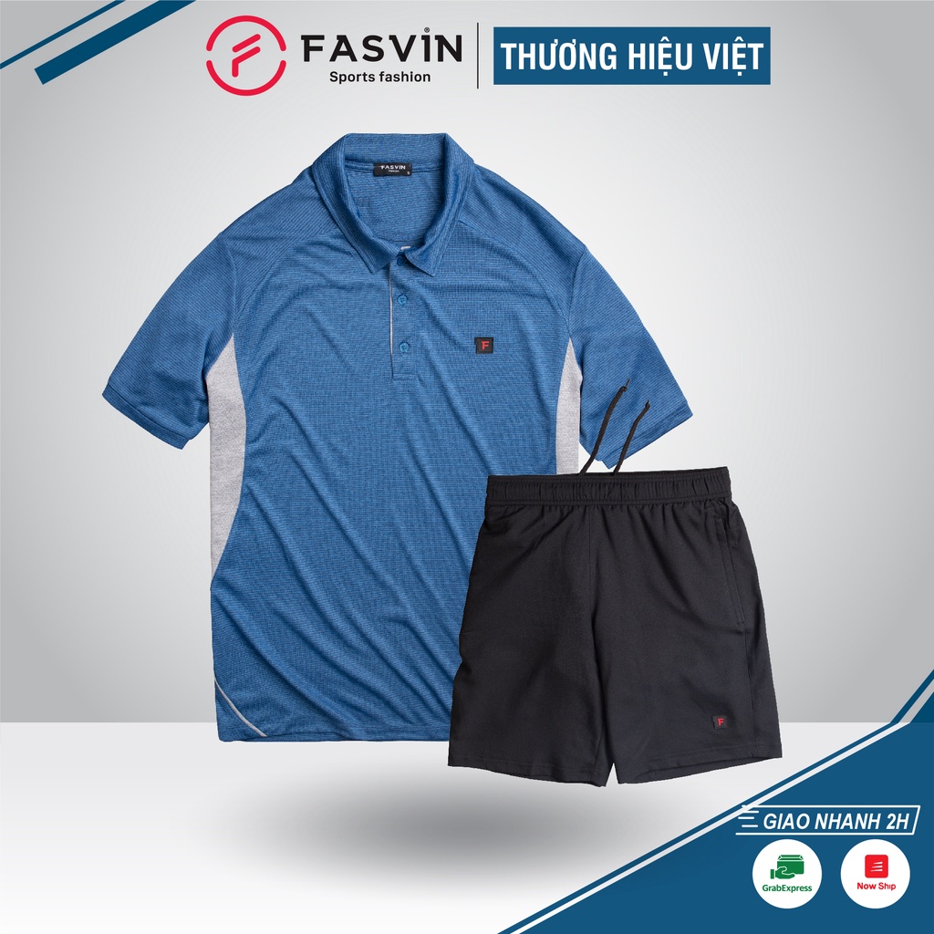 Bộ quần áo thể thao nam Fasvin AB20702.HN cổ bẻ chất vải mềm nhẹ co giãn thumbnail