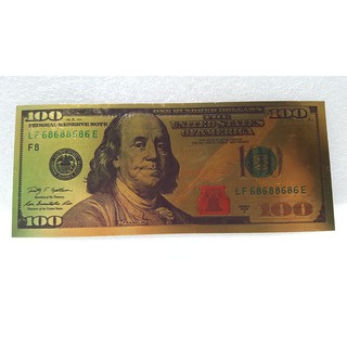 Tiền 100 USD Mạ Vàng bằng Plastic có seri lộc phát, phát lộc 68688686 may mắn