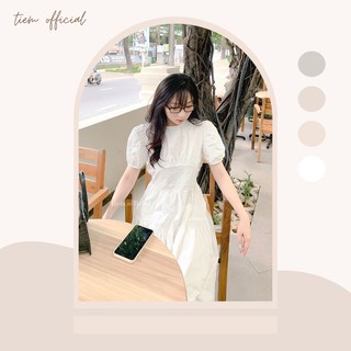 Đầm trắng dài tay bồng tiểu thư