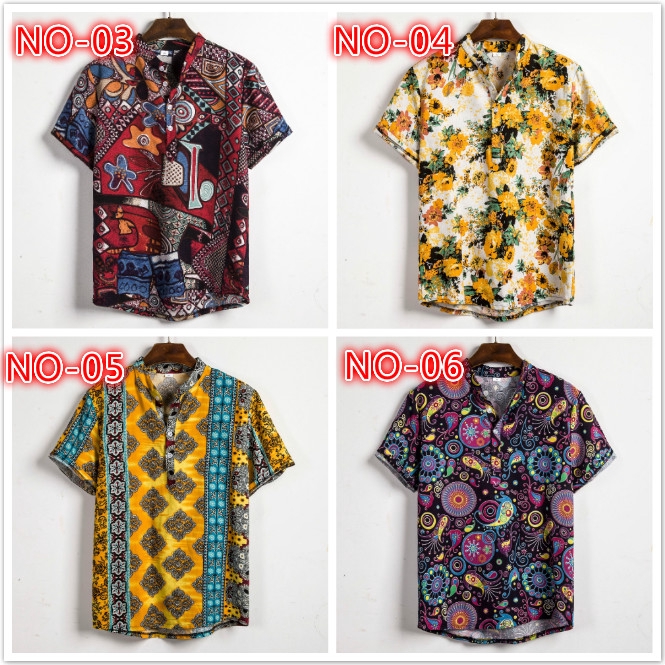 Spring and Summer New Men's Fashion Printed Large Short Sleeve Shirt for Men 01