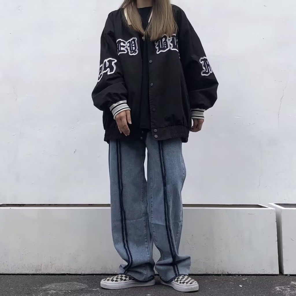 , áo khoác bomber dù HÌNH THÊU ulzzang nam nữ unisex form Rộng AK03