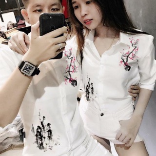 Áo sơ mi trắng cặp đôi