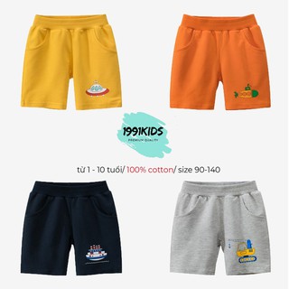 Quần short bé trai quần thun 27KIDS cho bé chất quần cotton họa tiết nghộ nghĩnh hàng xuất Âu Mỹ