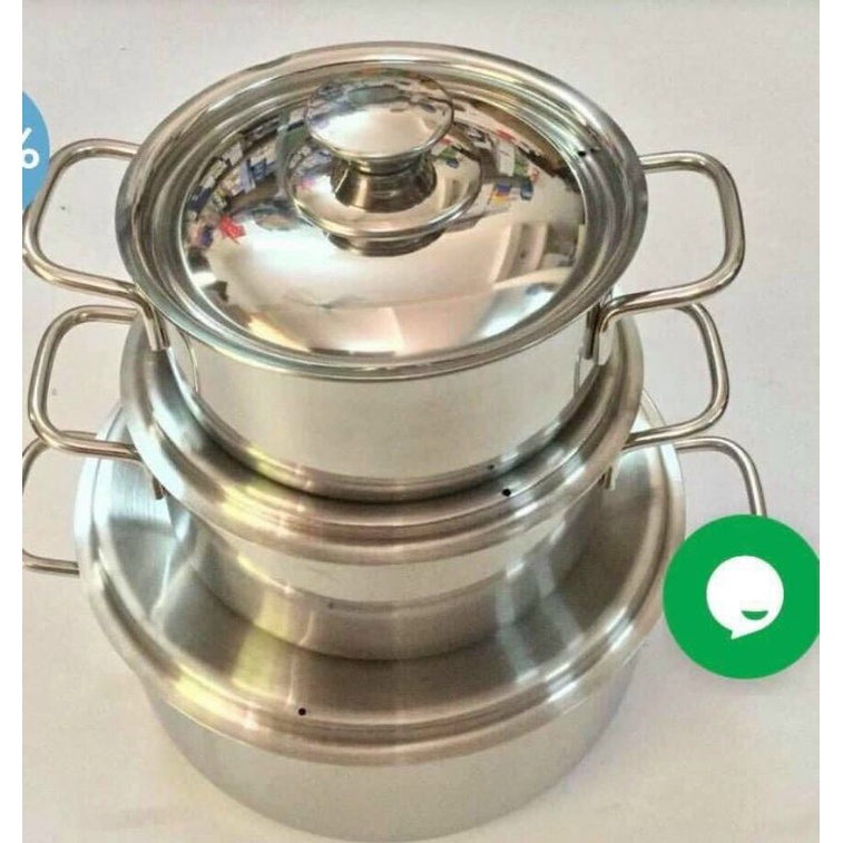 Bộ nồi inox đáy từ Sharp 3 món - dùng cho mọi loại bếp