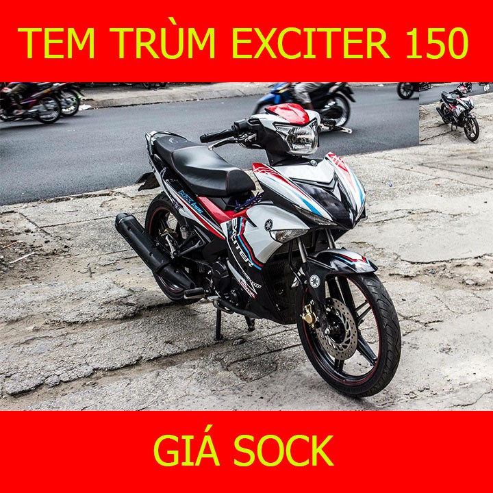 Tem Trùm Exciter 150 Ex Trắng Viền Đỏ ( mẫu mới )