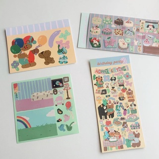 Sticker Dán Trang Trí Sổ Tay Chủ Đề Bánh Kem Sinh Nhật Theo Chủ Đề Bánh Kem Retro Dễ Thương