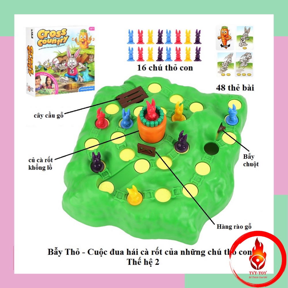 BẪY THỎ - Cuộc đua HÁI CÀ RỐT của thỏ con Bộ đồ chơi giải trí tương tác đối kháng vui nhộn giảm stress cho bé Board game