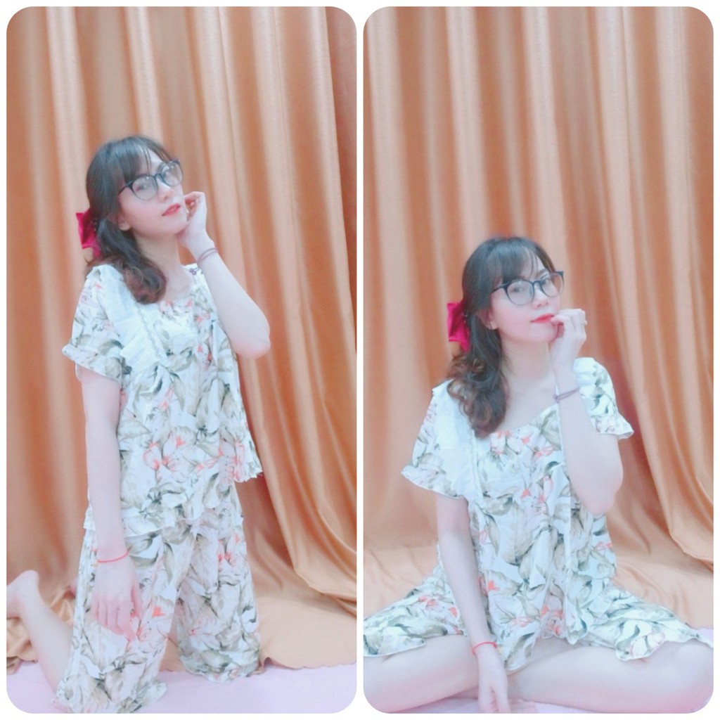 Đồ Ngủ Nữ Đẹp Pijama Mặc Nhà Ngắn Lụa Lửng Tiểu Thơ Đáng Yêu | BigBuy360 - bigbuy360.vn
