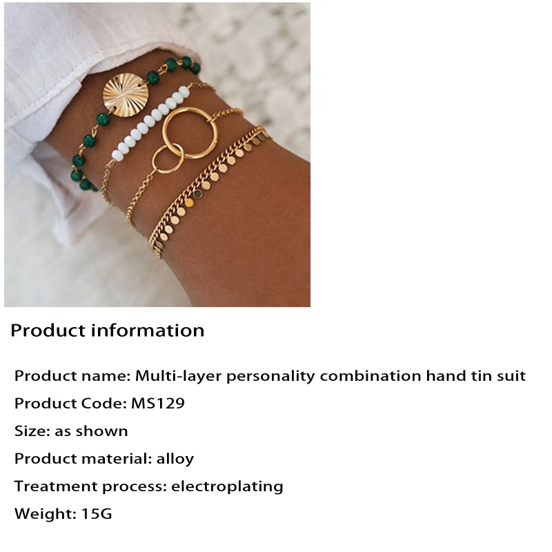 Flgo Set 4 Vòng Tay Chuỗi Hạt Mạ Vàng Nhiều Lớp Đơn Giản Mới Nhất