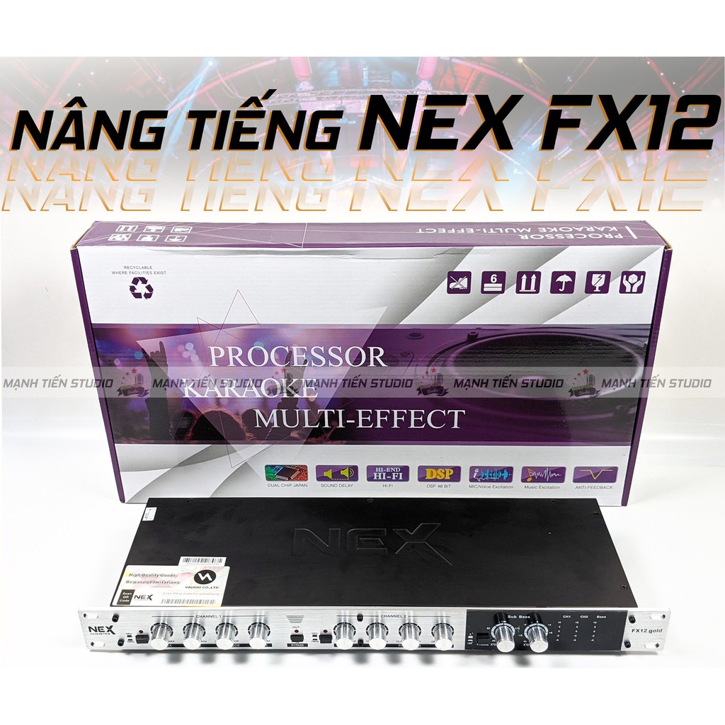 Nâng tiếng Nex Acoustic FX12 Gold – Thiết kế kim loại cao cấp, đèn led nổi bật – Cải thiện âm thanh hiệu quả - Đầy đủ ch