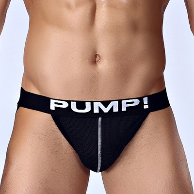 [ORLVS]PUMP Low waist Sexy Gay Jockstrap Men Thong Sports fashion Men underwear Breathable Quick dry Panties H588