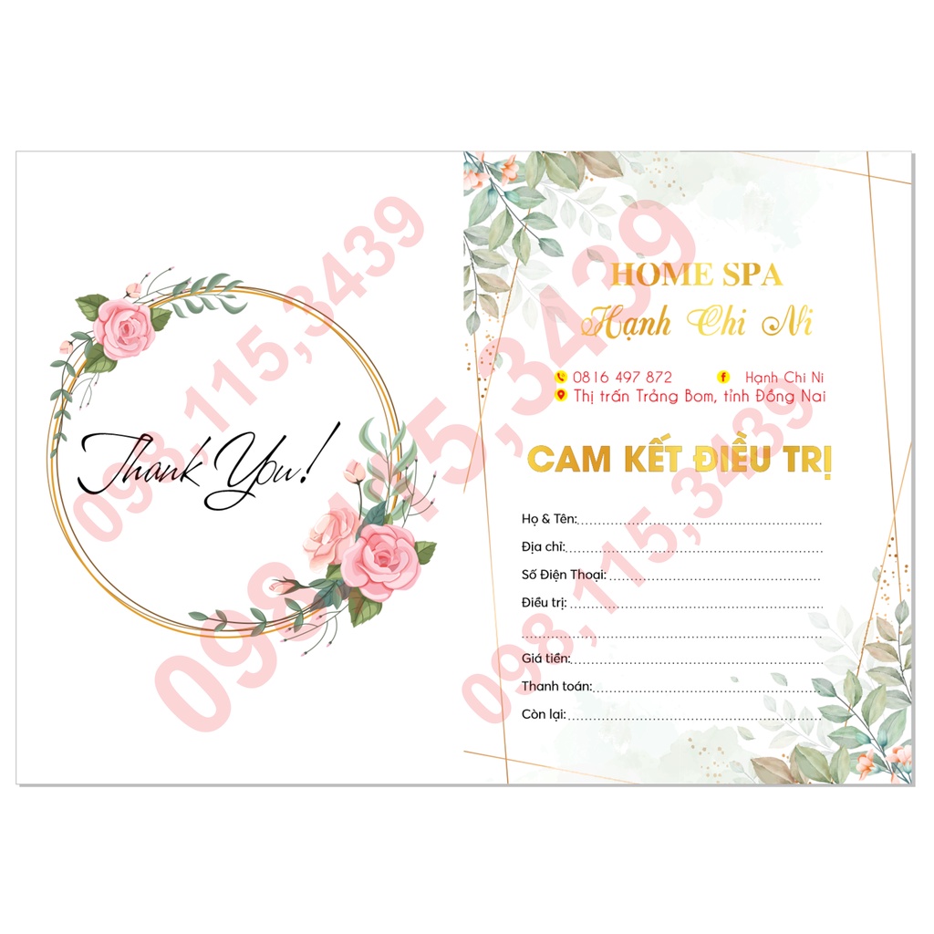 Giấy cam kết điều trị cho Spa, thẩm mỹ viện 30 tờ