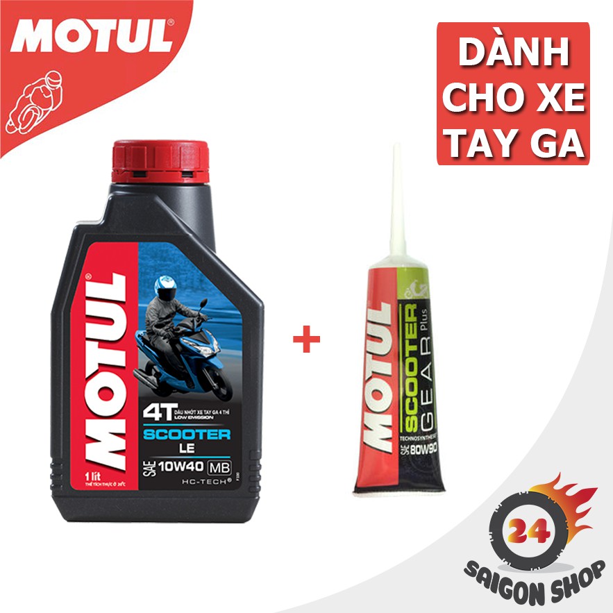 COMBO NHỚT MOTUL SCOOTER LE 10W40 + NHỚT HỘP SỐ MOTUL 80W90 GEAR PLUS