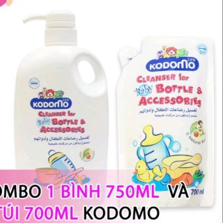 Combo 1 bình nước rửa Kodomo 750ml +  bịch 700ml kodomo