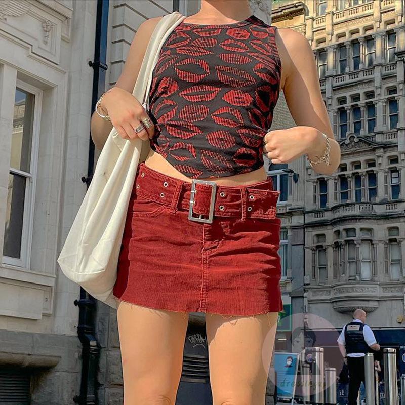 Áo Sát Nách Cổ Tròn Hở Lưng In Họa Tiết Thời Trang Mùa Hè Cho Nữ