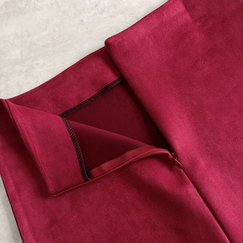 Chân Váy Bút Chì Bằng Da Lộn Màu Trơn Thời Trang Công Sở